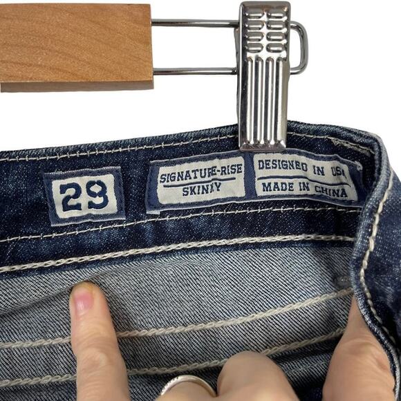 Miss Me Cow hide Crystal Studded Blue Denim JW5915S Boot Cut Stretch Jeans 29 - Picture 14 of 16